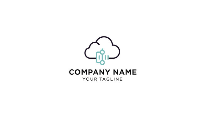 A simple cloud logo with a hand.