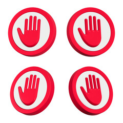 Obraz premium 3D stop sign icons for prohibition, caution, or a restriction on entering an area. 