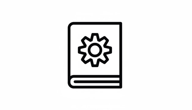 Browser settings icon with gear symbol inside a window interface, simple black line design for software UI