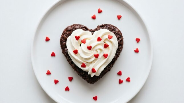 Heart Brownie Creamy Love Bite Valentine Sweet Treat.