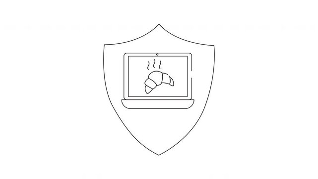 Bakery Website Security - Shield Icon Animation for Online Protection.