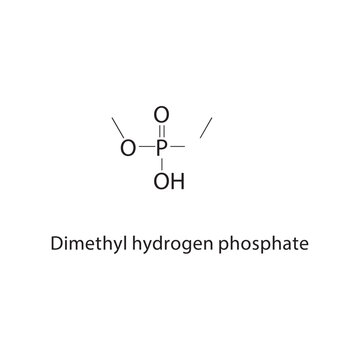 Dimethyl hydrogen phosphate skeletal structure. phosphate compound schematic illustration. Simple diagram, chemical formula.