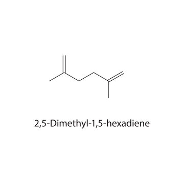 2,5-Dimethyl-1,5-hexadiene skeletal structure. diene compound schematic illustration. Simple diagram, chemical formula.
