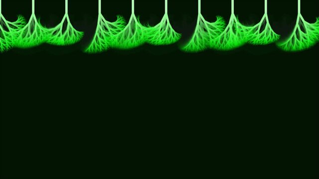Glowing Green Fractal Branches on Dark Background