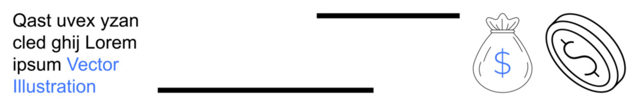 Finance, saving, investment, budgeting, currency, wealth management. A drawstring money bag with a dollar sign and a coin icon. Finance and saving concept