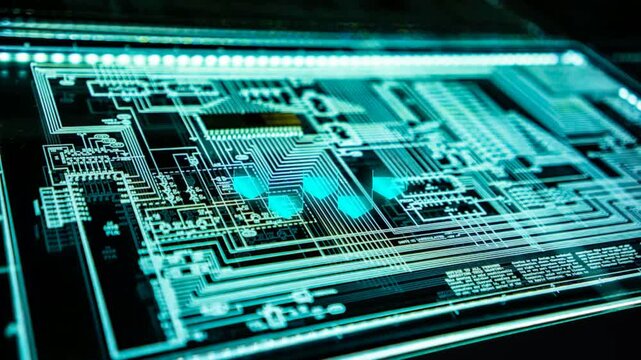 Glowing Digital Circuit Board: Abstract Technology Background