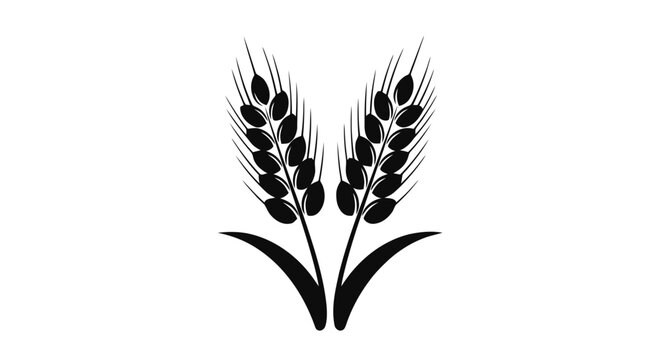 Vector illustration&nbsp;of two wheat ears icon, simple style on a transparent background
