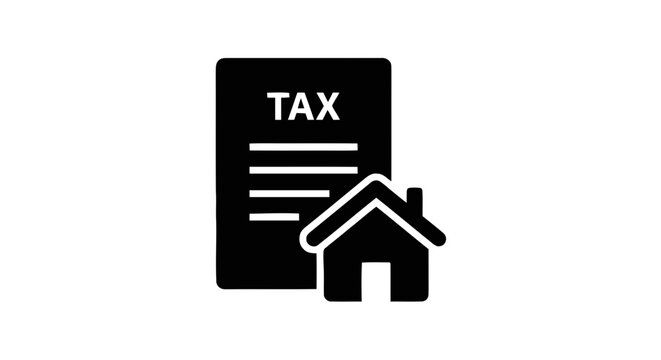 Vector illustration&nbsp;of property tax icon, real estate tax document symbol on a transparent background