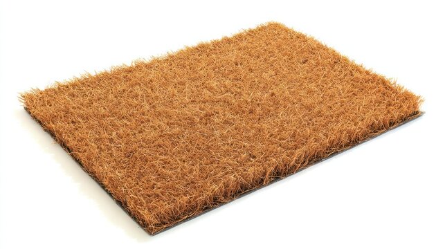 Natural coir fiber doormat isolated on white background for design