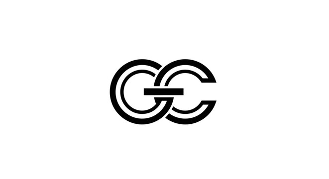 Interlocking letters G and C minimalist monogram logo design