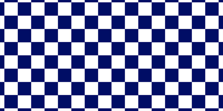 Classic blue and white checkered seamless pattern. Traditional checkerboard background for textile and design.
