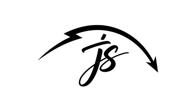 JS script monogram with lightning bolt and arrow icon
