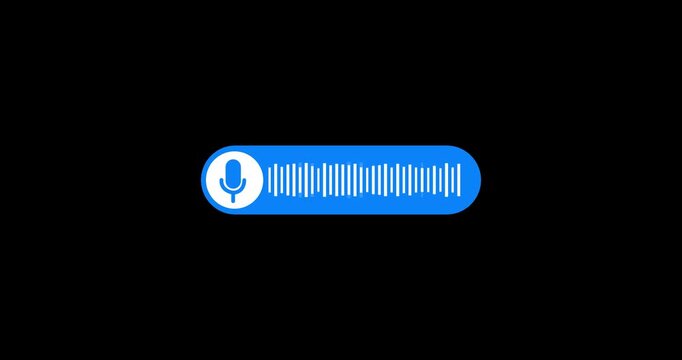 Smooth audio voice message featuring waveform visualization click animation. Microphone icon and with audio spectrum animation on a transparent background