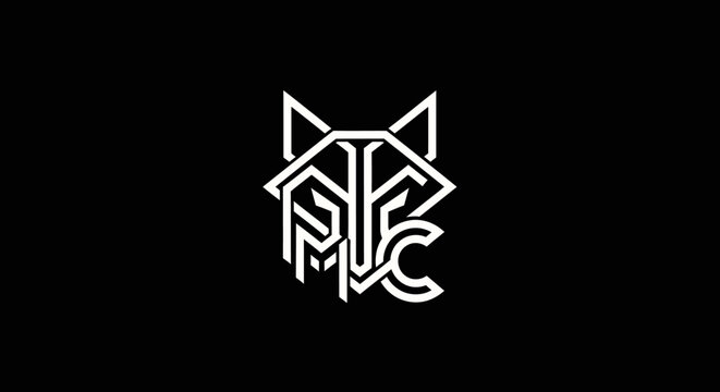 Geometric wolf head monogram logo icon on black background