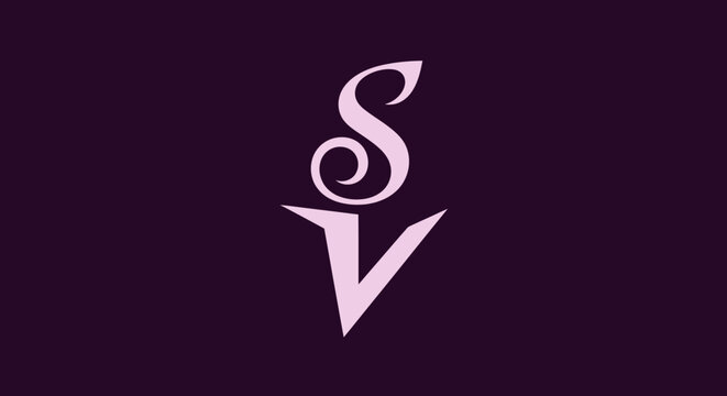 Luxury letter SV monogram logo with elegant script font