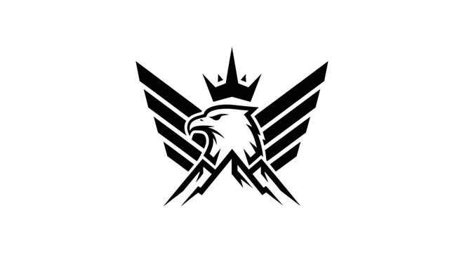 Majestic eagle head logo with crown and stylized wings