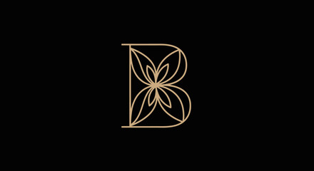 Luxury golden letter B logo with elegant floral pattern © Nur