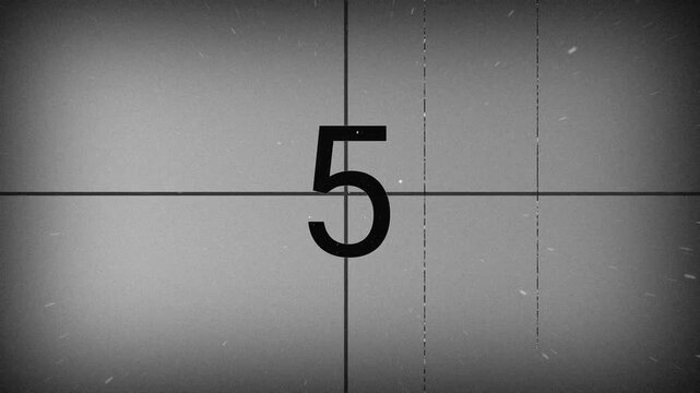 Film countdown vintage old movie retro black and white cinema classic reel effect perfect for intros, transitions, 10 seconds, countdown animation. 4K Video