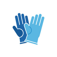 Obraz premium This vector illustration features a pair of blue medical gloves, symbolizing safety, hygiene, and professional protection in healthcare or cleaning.