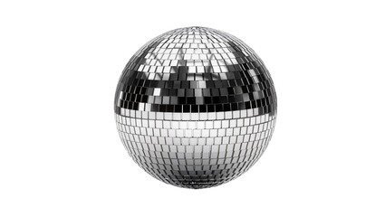 Fototapeta premium Shiny disco ball covered in mirrored squares, isolated on transparent background