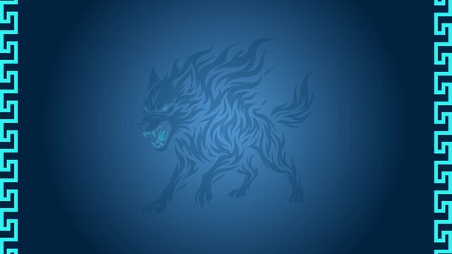 Fierce Wolf Mascot Loop Animation in 4K