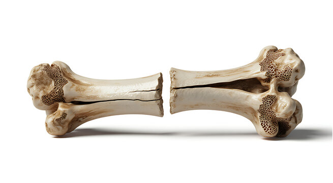 Broken Human Femur Bone Concept Depicting Fracture and Osteoporosis