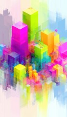 Fototapeta premium Vibrant Abstract Cityscape: Colorful Building Blocks in a Modern Metropolis