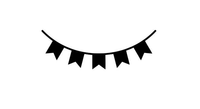 Vector illustration&nbsp;of black bunting banner flags silhouette garland icon on a transparent background