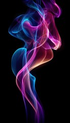 Fototapeta premium Abstract Smoke Art: Neon Color Waves Dancing on Black Background Design
