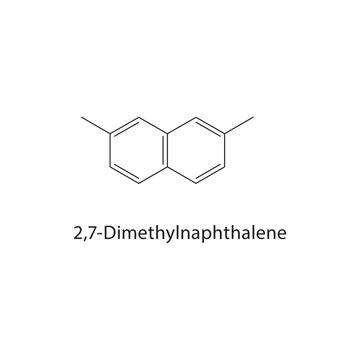 2,7-Dimethylnaphthalene skeletal structure. aromatic compound schematic illustration. Simple diagram, chemical formula.