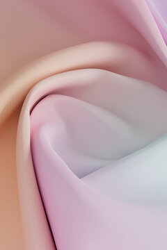 3D pastel fabric spiral with soft fold and gradient flow