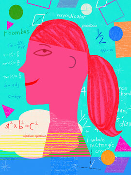 Girl thinking about maths