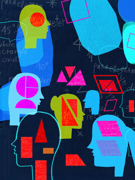 Abstract pattern of profiles, shapes and mathematics