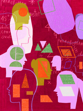 Abstract pattern of profiles, shapes and mathematics