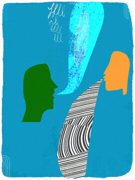 Two people sharing different ideas