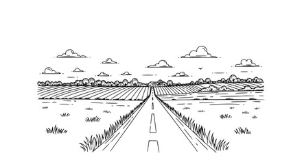 Fototapeta premium Minimalist-Style Road Sketch for Travel and Adventure Branding