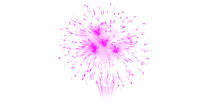A vibrant pink firework burst on a dark background creates a festive display for New Year celebrations and holiday event