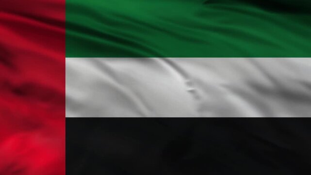 uae flag waving animation, seamless loop united arab emirates flag overlay with alpha channel.