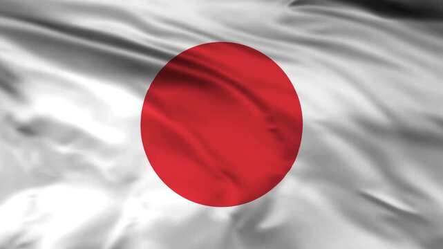 Japan national flag waving animation, seamless loop. japanese flag waving in wind loopable 4k background.