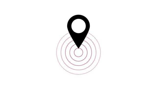 Black location symbol icon. A modern map pin representing a GPS location point on a digital map. Simple, clean outline design with smooth animation, ideal for navigation apps and user interfaces.
