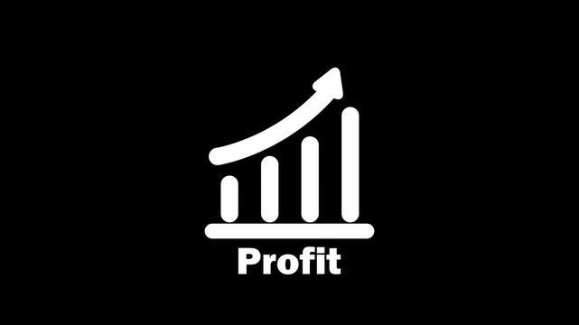 Abstract business graph icon animation background. An illustrative chart showing marketing, sales, and profit growth toward future targets, suitable for business development concepts.