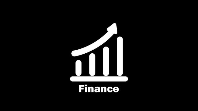 Animated graph chart icon on a black background, suitable for business and finance concepts. A modern design showcasing growth, trends, and data analysis.