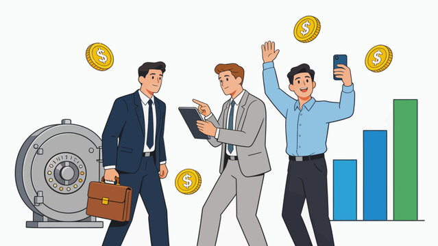 Businessmen with money and briefcase