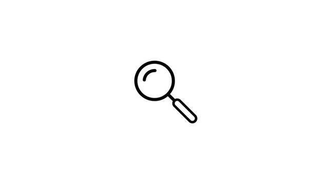 Magnifying glass icon on a black background, highlighting search and discovery. The design represents user search, identification, and recruitment concepts with a modern, clean visual style.