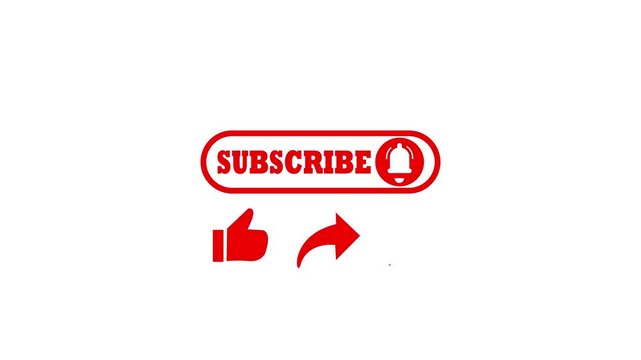 Animation encouraging viewers to subscribe, like, comment, share, and enable notifications. A clean, modern design with engaging icon animations, ideal for video content and social media.
