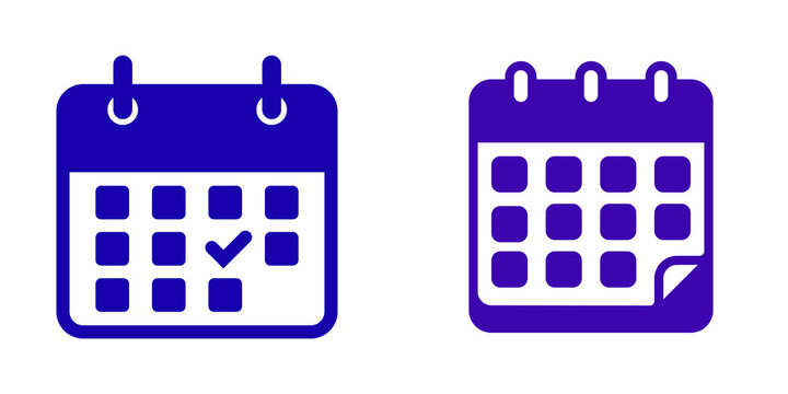 Date schedule and monthly calendar icons isolated on transparent background.