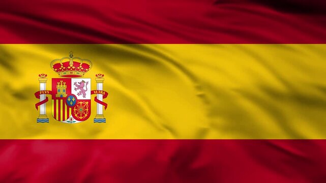 spain national flag waving animation, seamless loop. 
