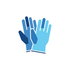 Obraz premium This graphic illustration depicts a pair of protective blue surgical gloves presented in a flat design style against a clean white background.