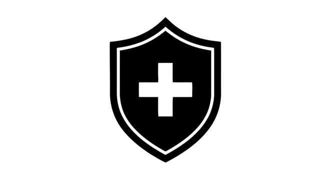 Vector illustration&nbsp;of shield icon with a medical cross symbol, vector illustration on a transparent background