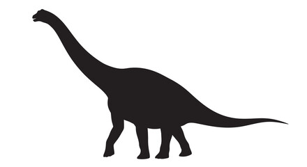 Silhouette of a long necked dinosaur possibly a brachiosaurus in profile © MdMosharef